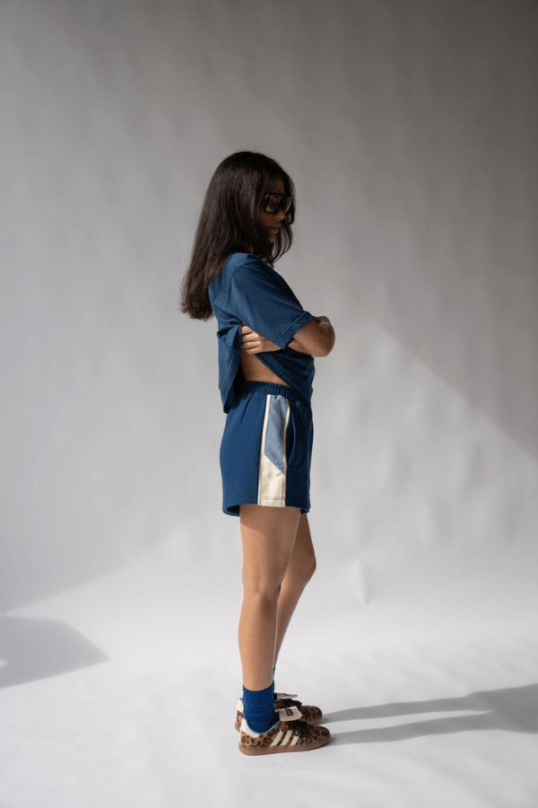 Araminta James | Parisienne Track Short Estate Blue | Girls with Gems