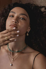 Mersin Earrings by Amber Sceats, 24K gold plated statement earrings with crushed texture and cubic zirconia detailing.