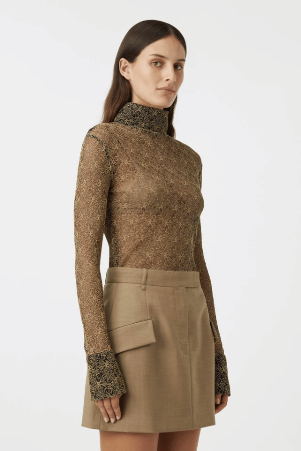 Camilla and Marc | Maud Long Sleeve Top Gold Lace | Girls With Gems