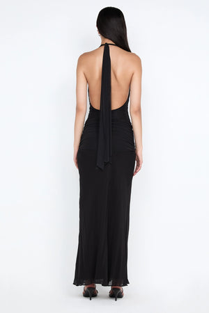 Jasmin Halter Dress Lemon Sorbet by Bec + Bridge, halter maxi dress with low back, perfect for weddings or evening styling