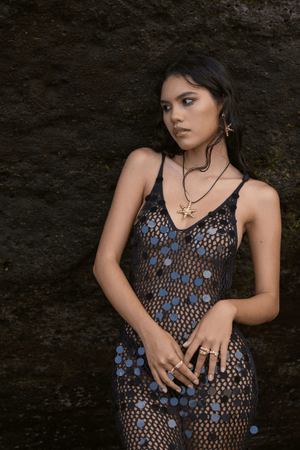 Mountain and Moon | Atlas Necklace Gold Pearl | Girls with Gems