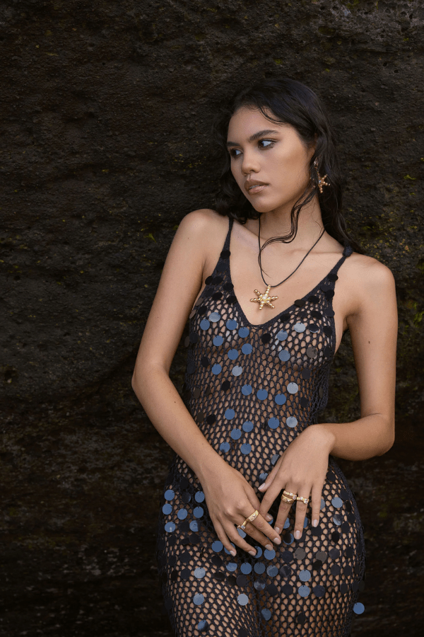 Mountain and Moon | Atlas Necklace Gold Pearl | Girls with Gems