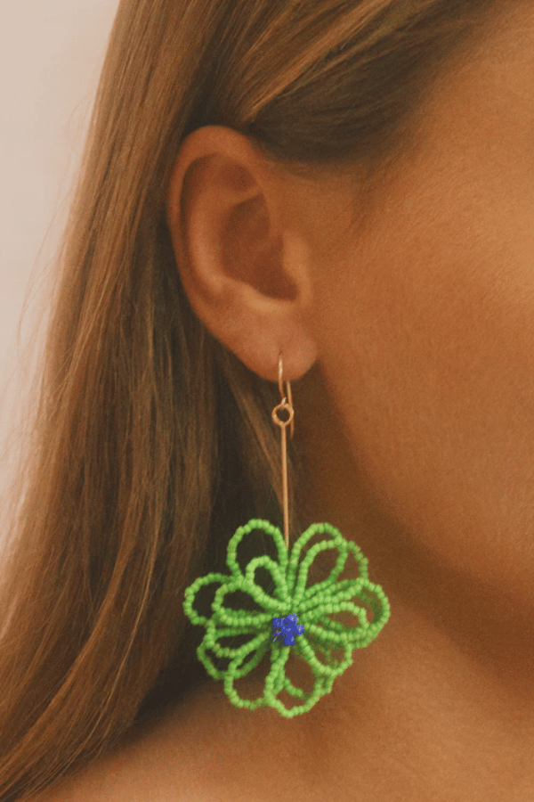 The Wolf Gang | Loula Flower Earring Emerald | Girls With Gems
