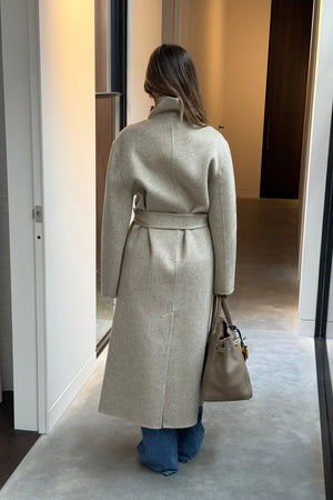 Ella Squire Funnel Neck Oversized Coat Oat Marle