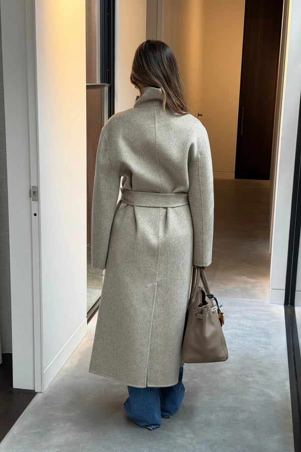 Ella Squire Funnel Neck Oversized Coat Oat Marle