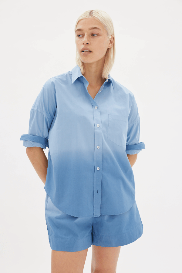 LMND | The Dip Dyed Chiara Shirt Powder Blue | Girls With Gems