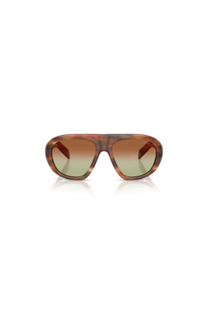Mask Sunglasses in Stripped Oak by Prada, a bold runway-inspired frame with curved temples and enamel logo for a futuristic edge.