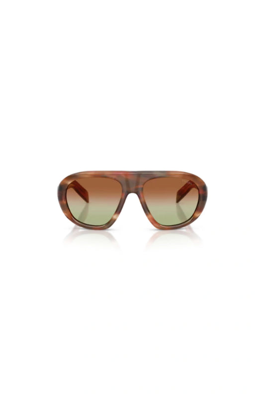 Mask Sunglasses in Stripped Oak by Prada, a bold runway-inspired frame with curved temples and enamel logo for a futuristic edge.