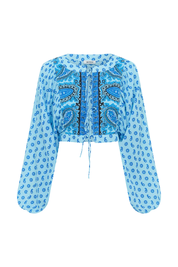 Boteh | Agios Batwing Crop Grotto Blue | Girls With Gems