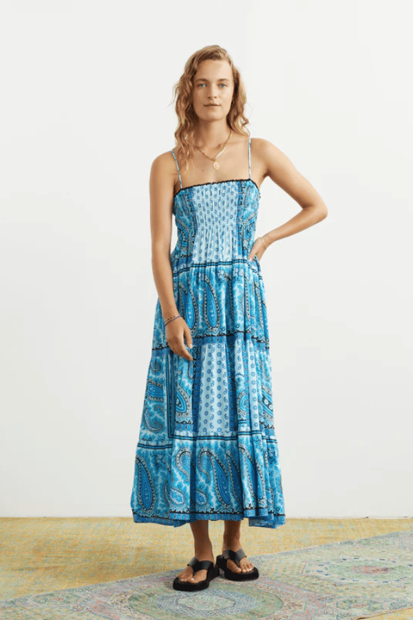 Boteh | Agios Tiered Maxi Dress Grotto Blue | Girls With Gems