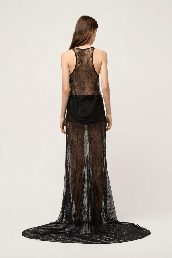 Michael Lo Sordo | Lace Scoop Neck Tank Top Black | Girls With Gems