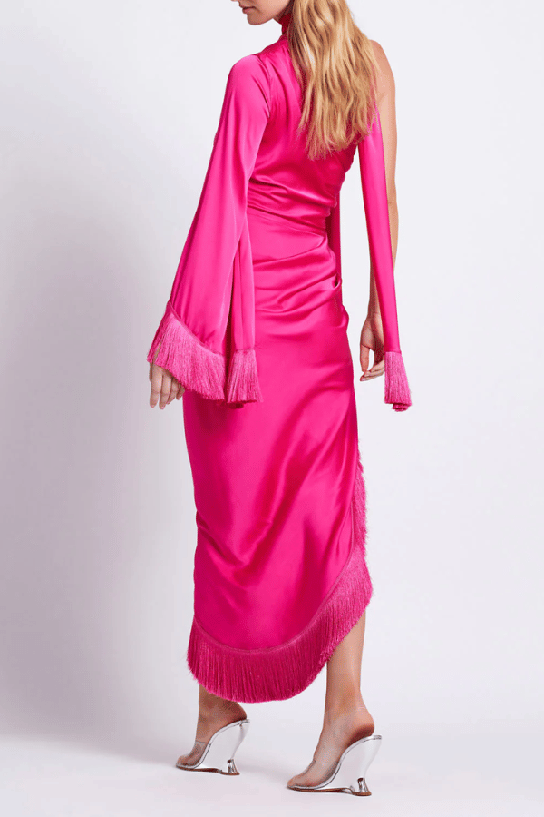 PatBo | Fringe Trim Oscar Dress Hot Pink | Girls With Gems