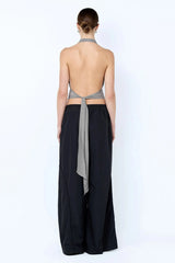 Chateau Halter Top by Bec + Bridge, a silk blend piece with lace underbust and open back. Perfect for events and evening style.
