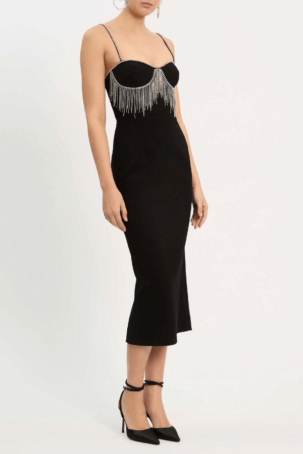 Rebecca Vallance | Estelle Midi Dress Black | Girls with Gems