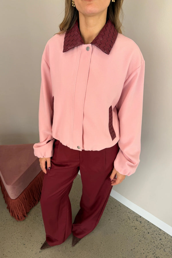 Penny Braided Collar Jacket Pink/Burgundy