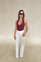Bronte Halter Jersey Tank Merlot