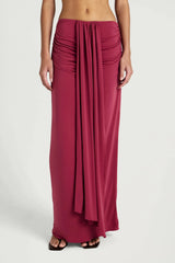 Celia Maxi Skirt Rose Wine by Benni, stretch jersey maxi skirt, perfect for elevated evening or event styling