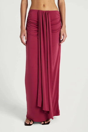 Celia Maxi Skirt Rose Wine by Benni, stretch jersey maxi skirt, perfect for elevated evening or event styling