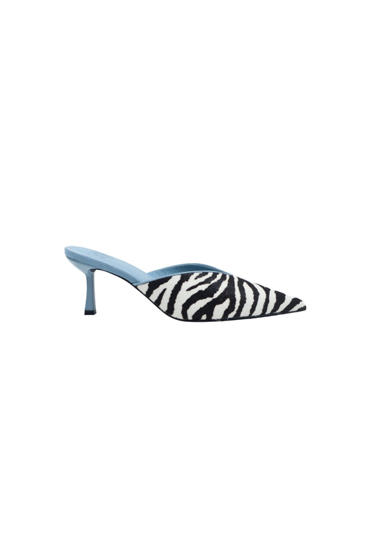 Ella Squire Zebra Suede Heels Zebra/Blue
