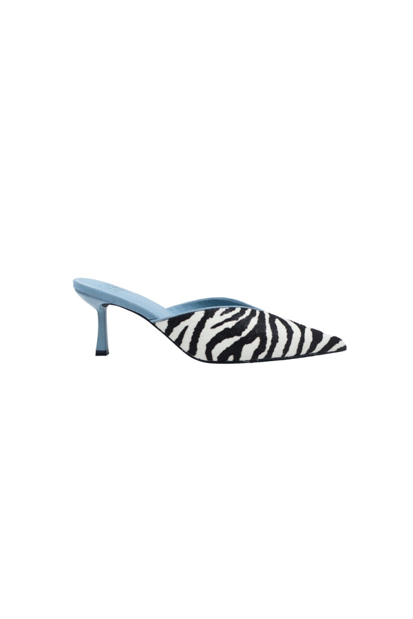 Ella Squire Zebra Suede Heels Zebra/Blue