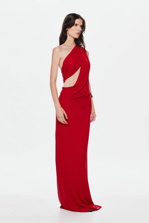 The 'Solstice' Cupro Dress Cherry