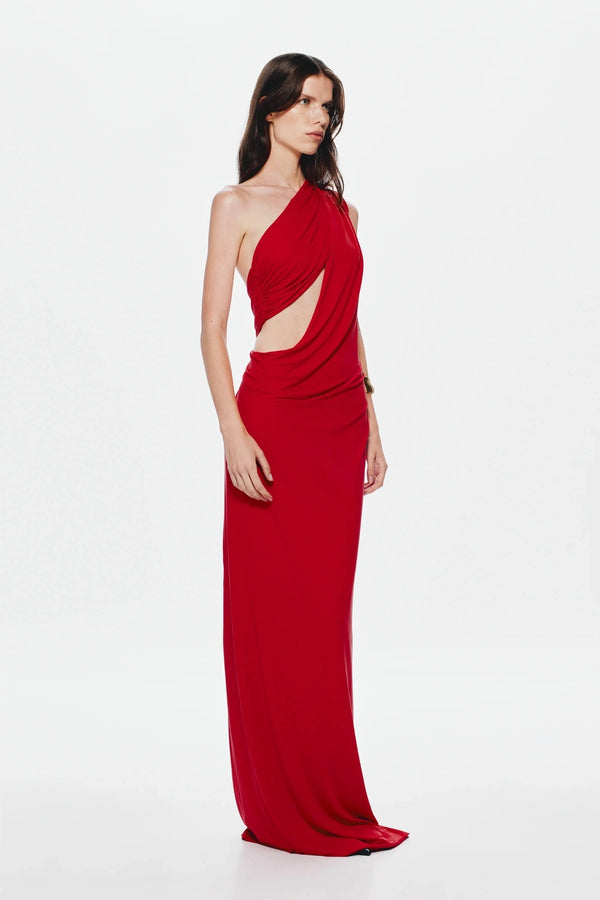 The 'Solstice' Cupro Dress Cherry