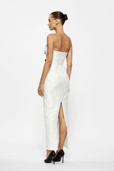 Aisha Gown Black by Effie Kats — Elegant and modern, crafted from stretch crepe with a sheer mesh back insert. Floor-length, fully lined, perfect for formal occasions.