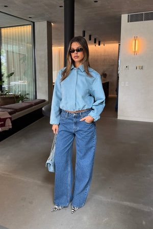 Ella Squire Faux Suede Jacket Light Blue