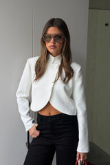 Ella Squire Cropped Blazer Top White