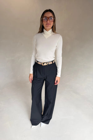 Alexa Tailored Suit Pant Black by Sneaky Link, wide leg tailored pants perfect for office or evening styling