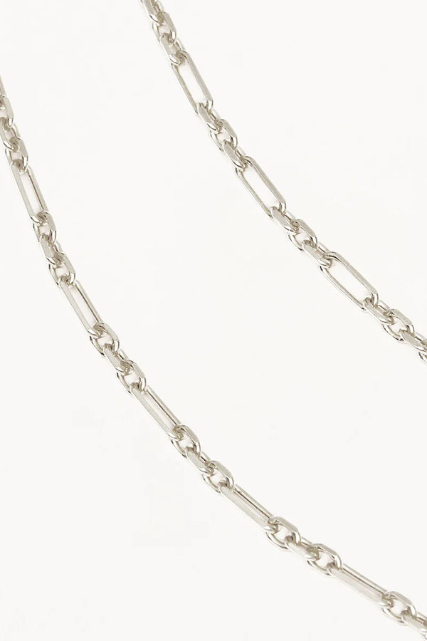 By Charlotte | Silver 19&quot; Mixed Link Chain Necklace | Girls with Gems