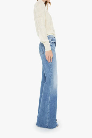 The Doozy Fray Heads or Tails by Mother, high rise flare jeans with frayed hem, perfect for vintage inspired everyday styling