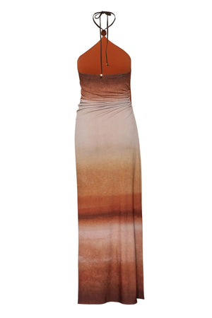 Blake Maxi Dress Tierra Inca by Baobab, halter maxi dress with open back and slit, perfect for resort or evening styling