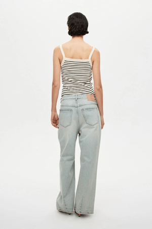 Yoko Relaxed Before Sunset by Neuw Denim, a trendy low-waisted jean with an exaggerated rise, designed to be worn slung low or belted for a tailored look, perfect for casual, contemporary style.