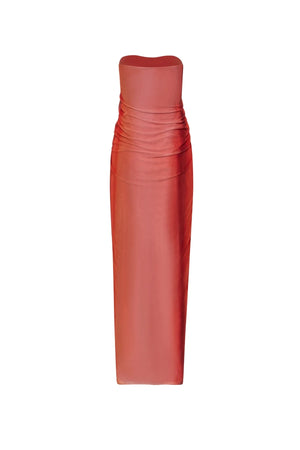 Lena Maxi Dress Mil Colores by Baobab, strapless mesh maxi dress with slit, perfect for resort or evening styling