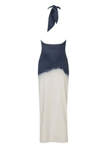Linus Dress Ying Yang by Baobab – A trendy, versatile maxi with glossy fabric, adjustable halter straps, cut-outs, and a dramatic slit, perfect for bold occasions.