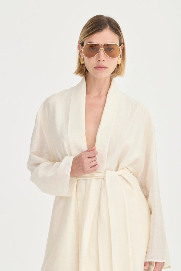 Alma Robe Ivory Leaf