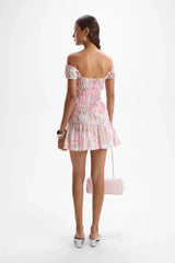 Lolita Mini Dress Deco Pink by Cin Cin, embroidered cotton mini dress, perfect for playful summer getaways