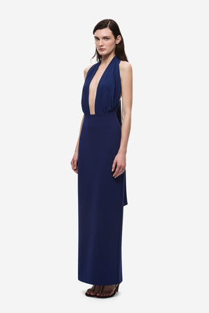 The Capezza Silk Dress Deep Blue