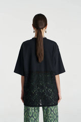 Lace Panel Tee Black by Summi Summi, cotton tee with lace detail, perfect for day to night styling