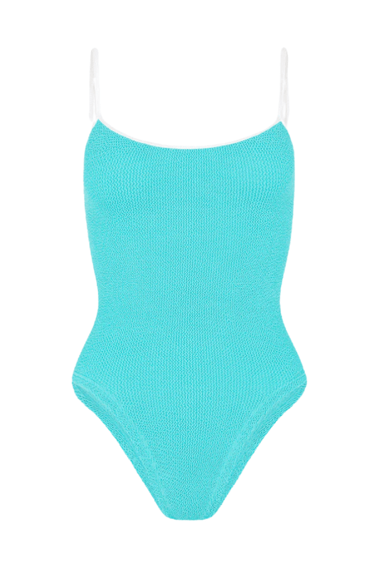 Hunza G | Pamela Swim Contrast Aqua | Gils with Gems