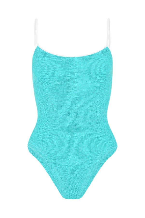 Hunza G | Pamela Swim Contrast Aqua | Gils with Gems
