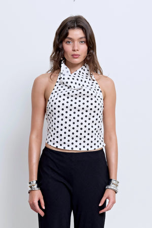 Hallie Backless Top Polka Dot