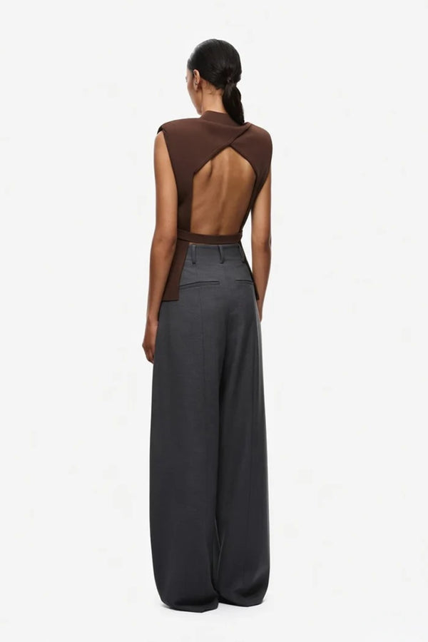 The Open Back Knit Top Chocolate