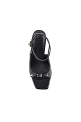 Goldie Sandal Black Leather by Lana Wilkinson, textured leather stiletto sandal, perfect for elevated evening and occasion wear.