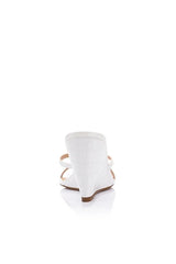 Tilly White by Lana Wilkinson, croc leather wedge mule with straps, perfect for casual or elevated day styling