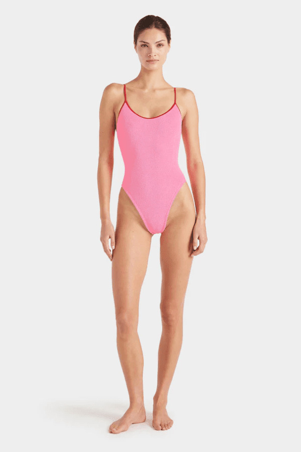 Hunza G | Pamela Swim Contrast Bubblegum/Red | Girls with Gems