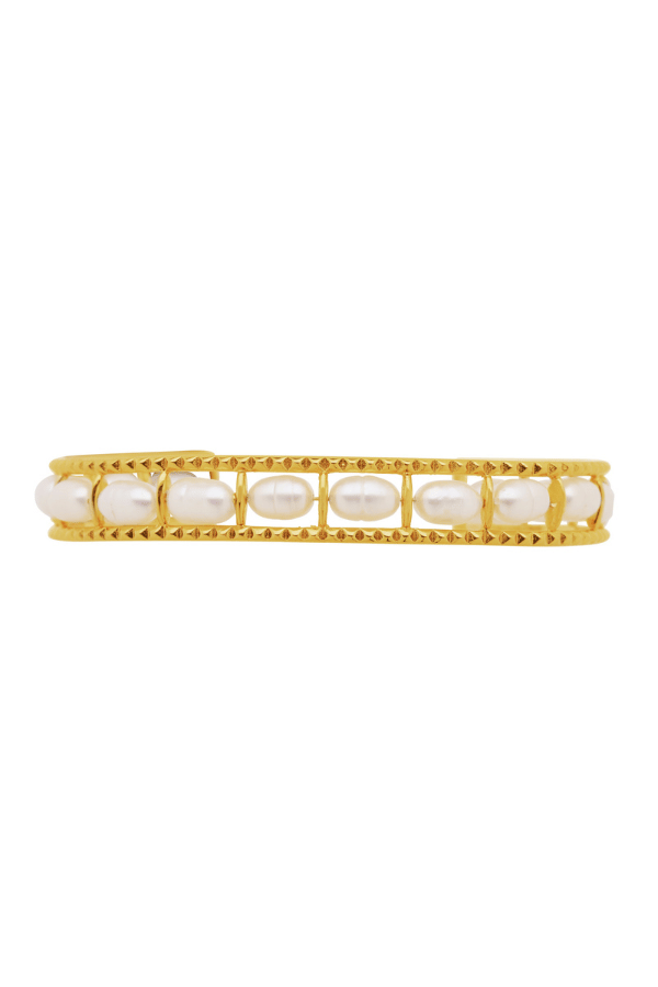Verbena Bracelet by Amber Sceats, handcrafted in Italy with 24K gold plating and AAA+ freshwater pearls, a stylish, elegant choice for any occasion.