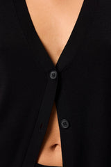 Once Again Knit Vest by Mossman, black lightweight knit vest with V-neckline, button front and relaxed summer silhouette.