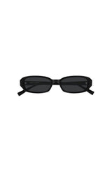 SL872ERIN001 Black by Saint Laurent - slim rectangular sunglasses with black frame and lenses, perfect for modern 90s inspired styling.